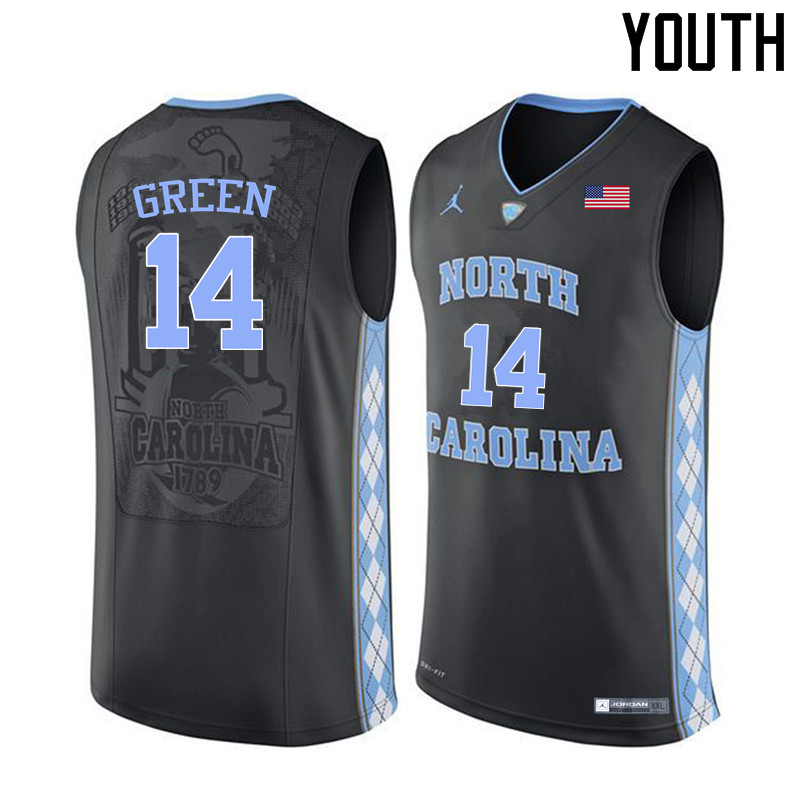 Youth North Carolina Tar Heels #14 Danny Green College Basketball Jerseys Sale-Black